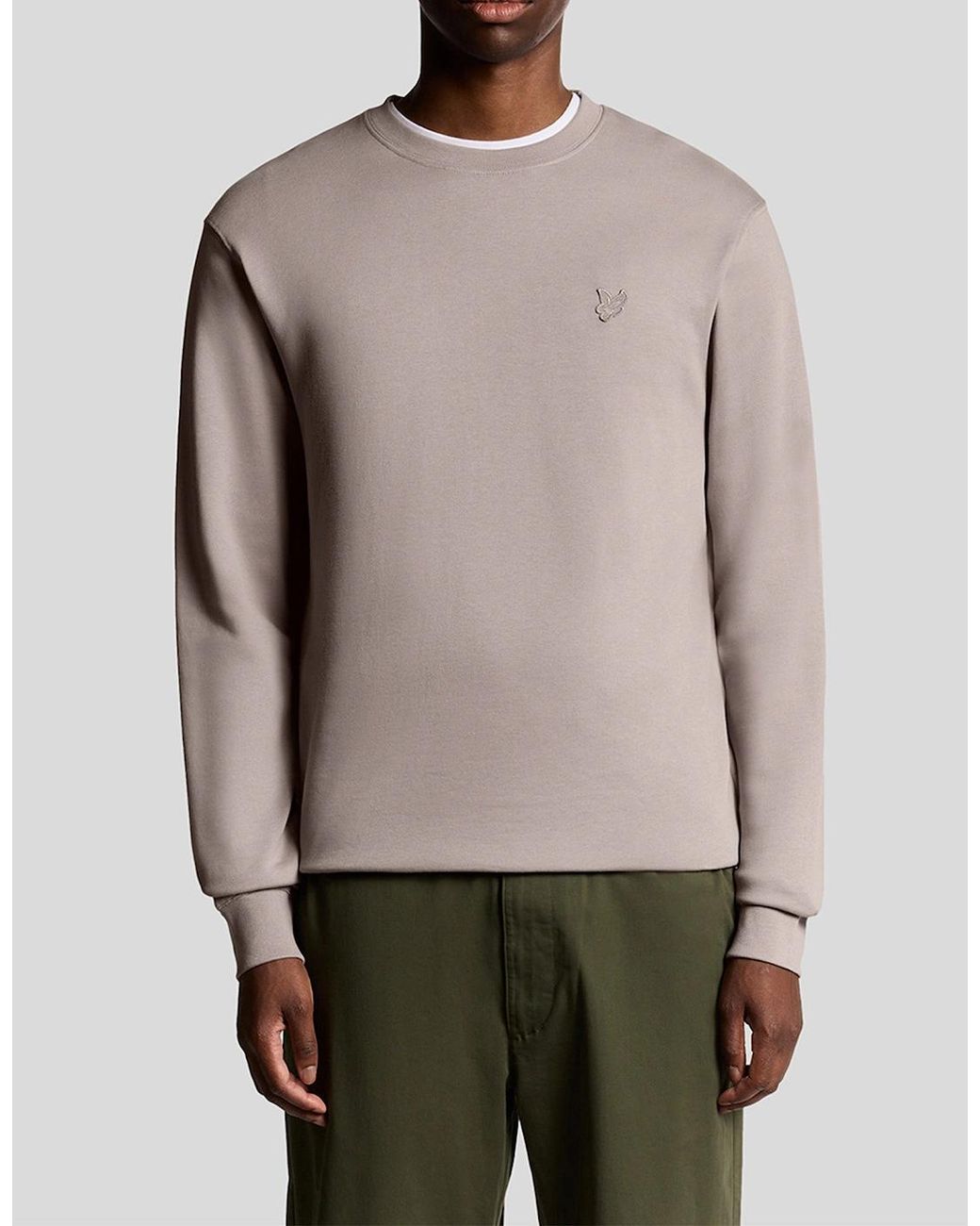 Lyle & Scott Gray Lyle & Scott Tonal Superfine Crew Neck Sweat for men