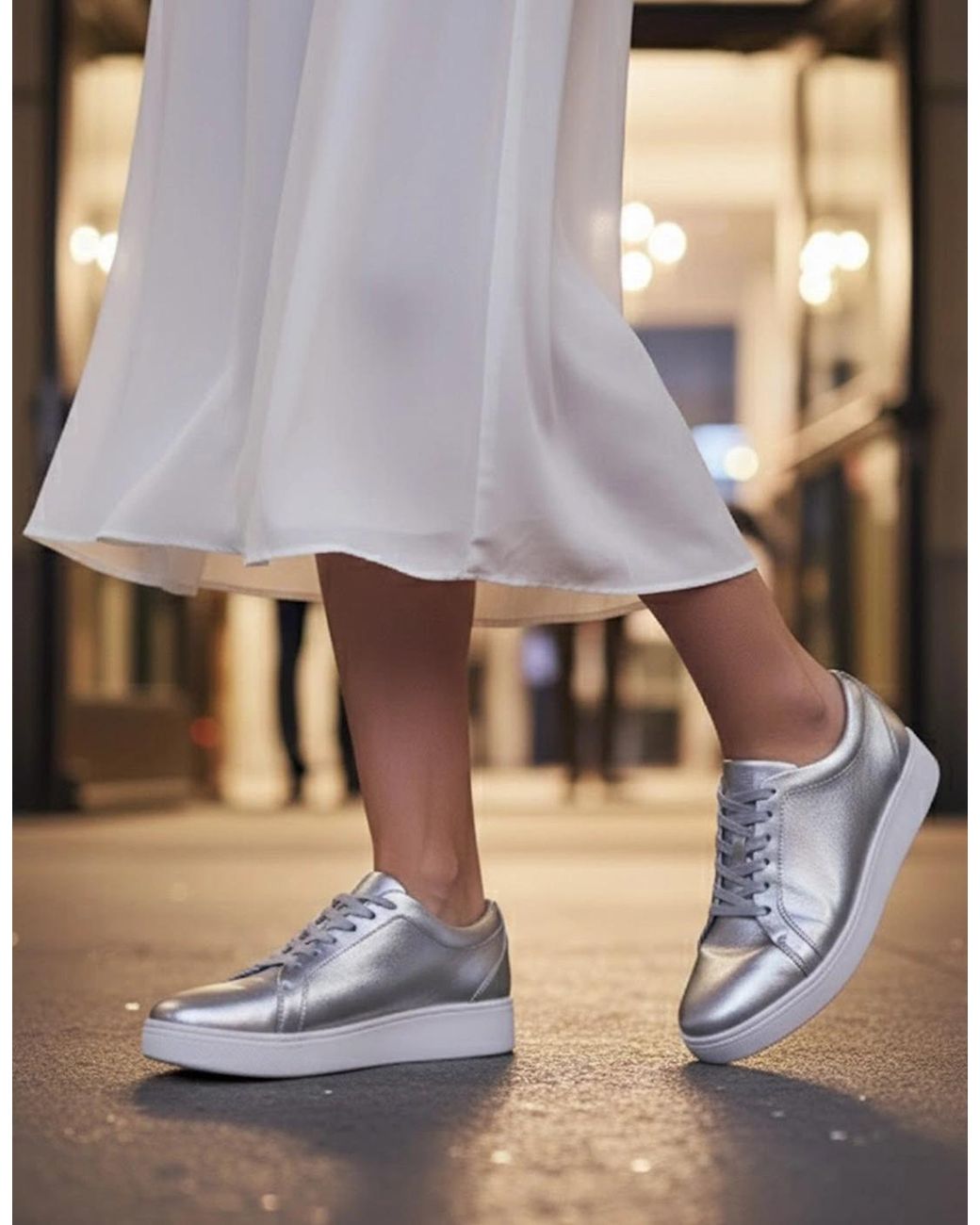 Fitflop Metallic Rally Leather Trainers