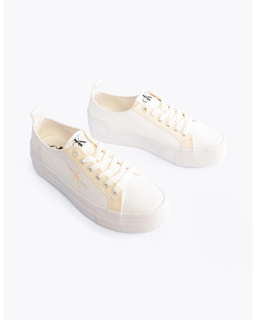 Calvin Klein White Bold Vulcanised Trainers Creamy//Whisper