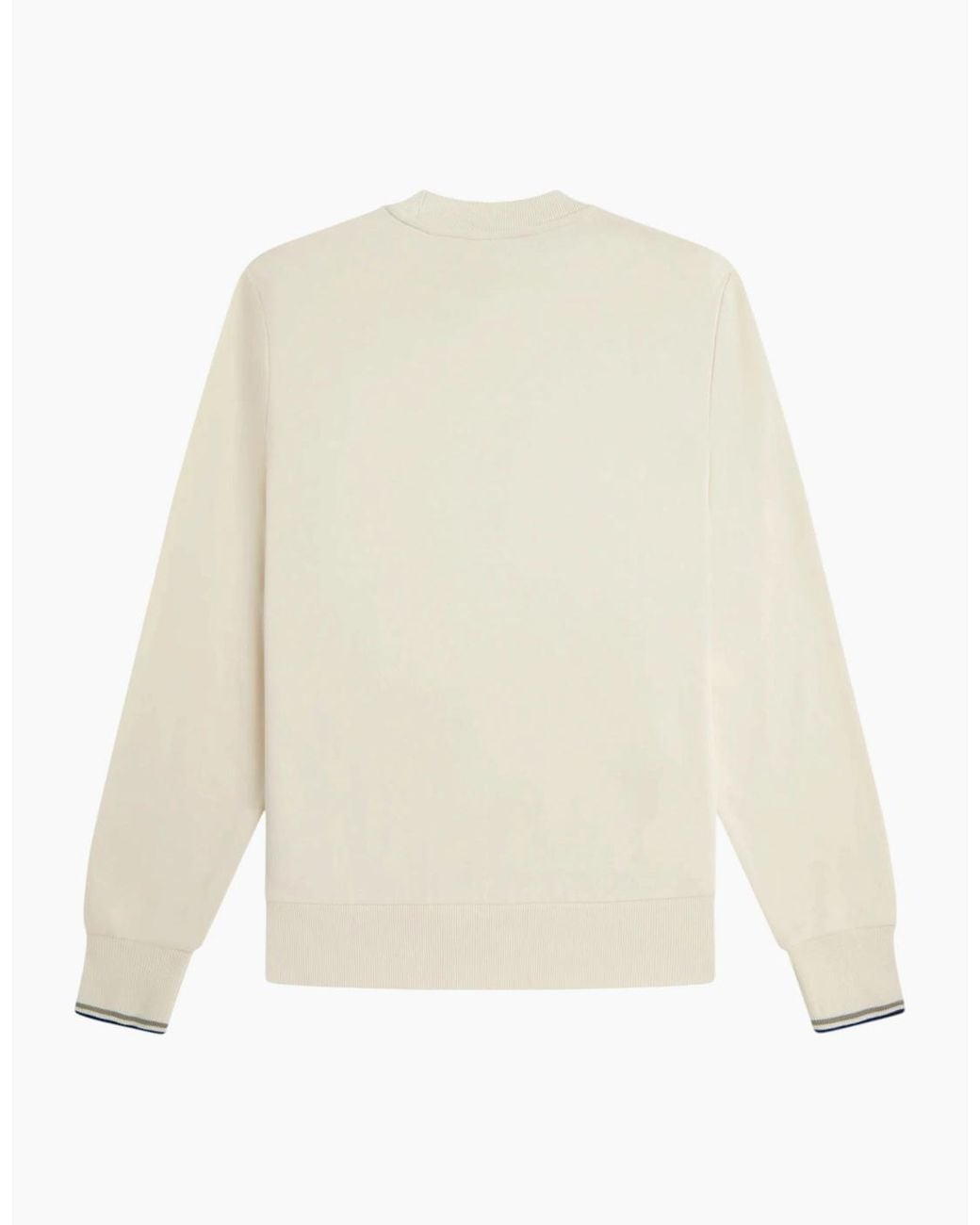 Fred Perry Natural Crew Neck Sweatshirt Embroidered Logo Pullover Cotton for men