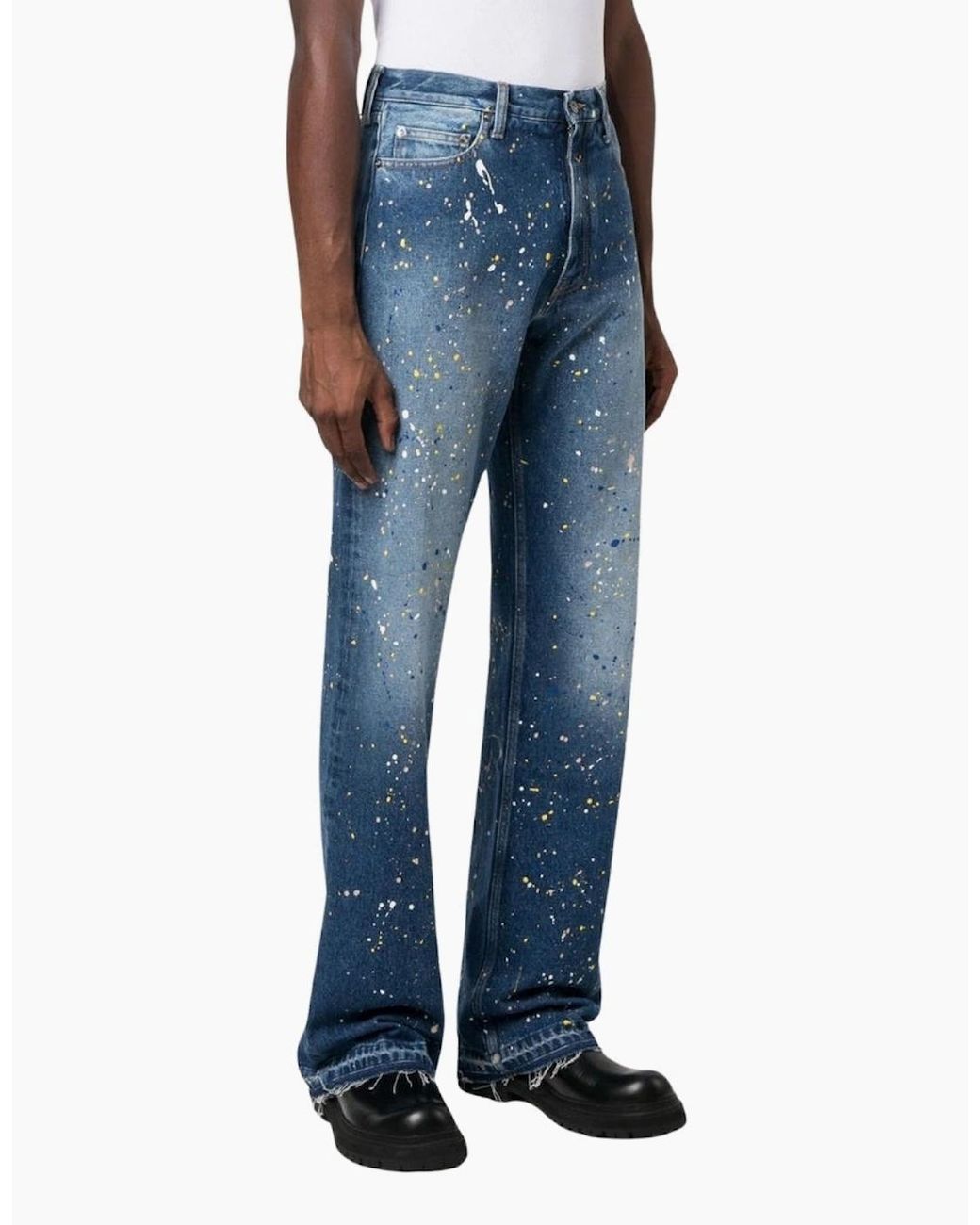 Off-White c/o Virgil Abloh Blue Paint Relax Slim Fit Jeans for men