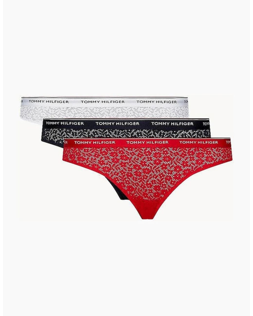 Tommy Hilfiger Red 3-Pack Premium Essential Lace Bikini Briefs