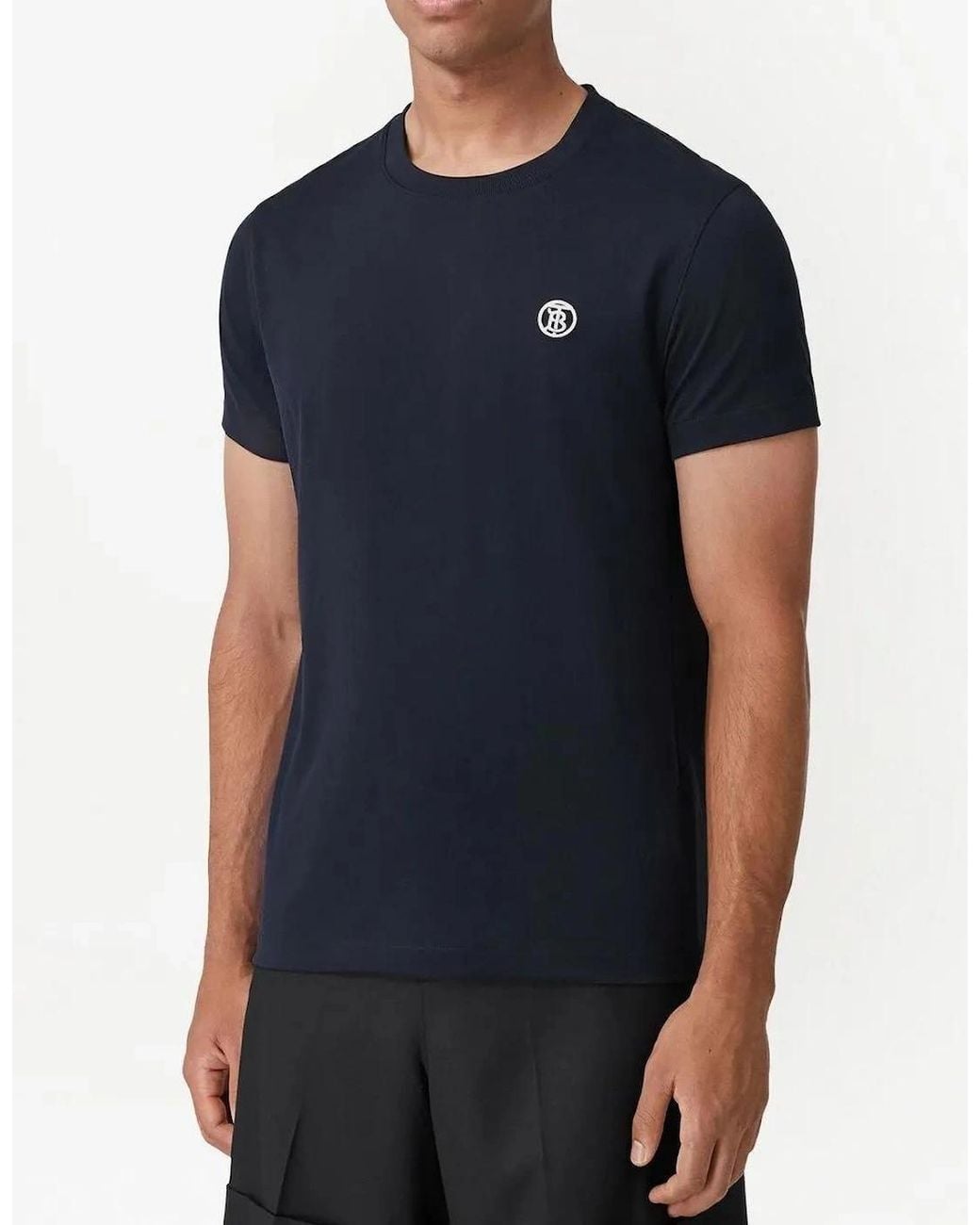 Burberry Blue 'Parker' Tb-Embroidered Logo T-Shirt for men