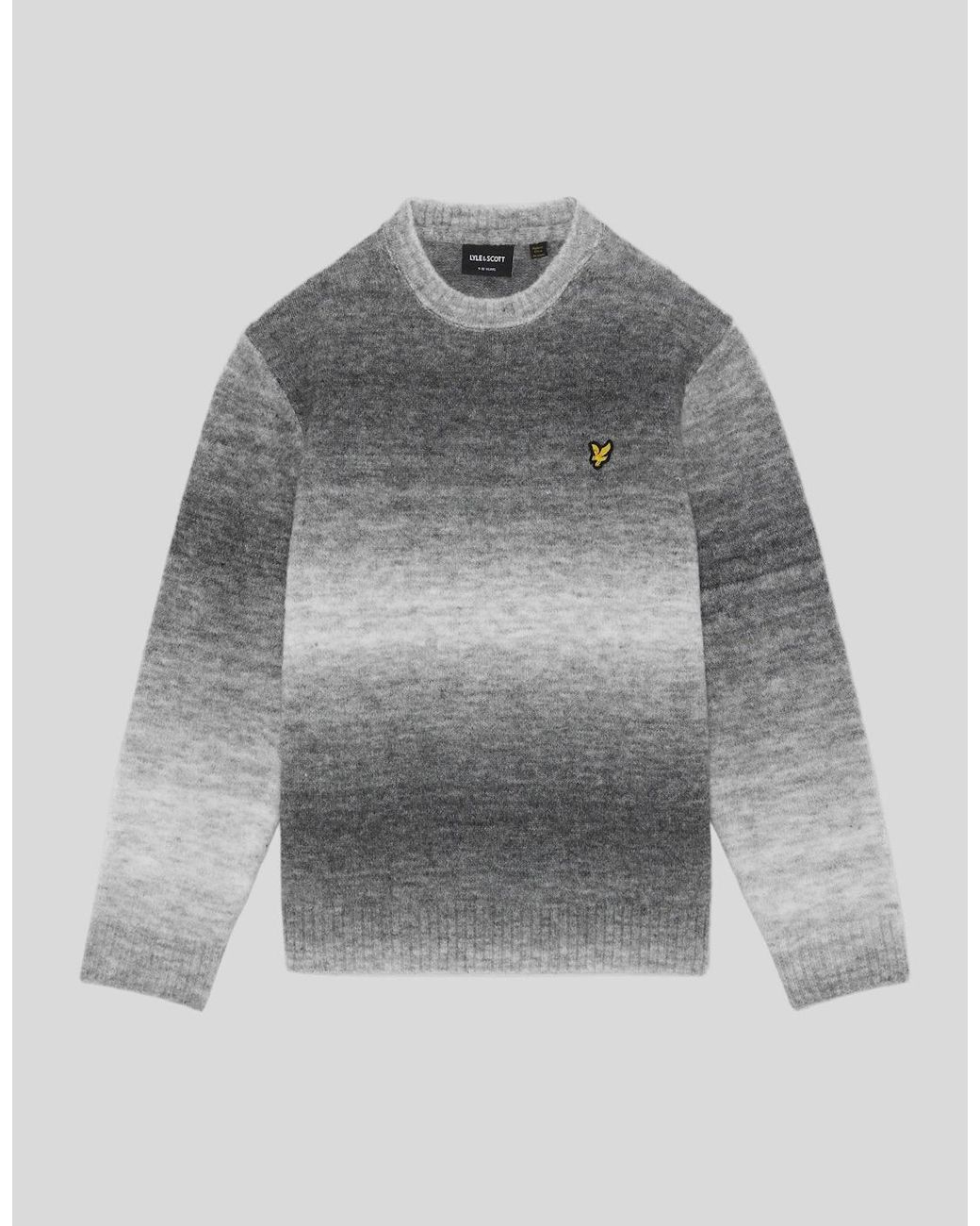 Lyle & Scott Gray Ombre Crew Neck Jumper for men