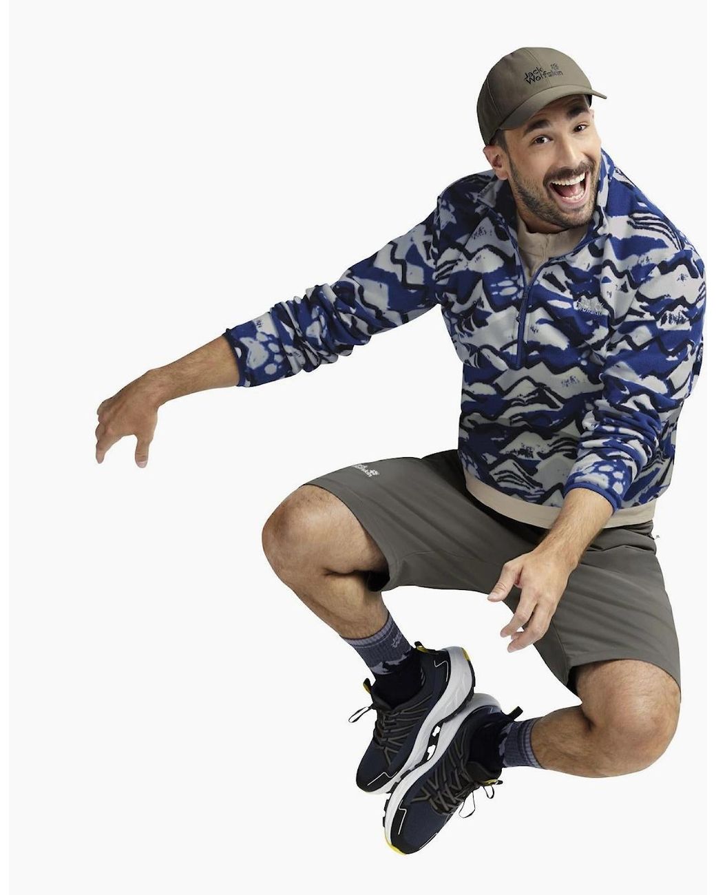 Jack Wolfskin Blue Paw Era 100 Print Half Zip Fleece for men