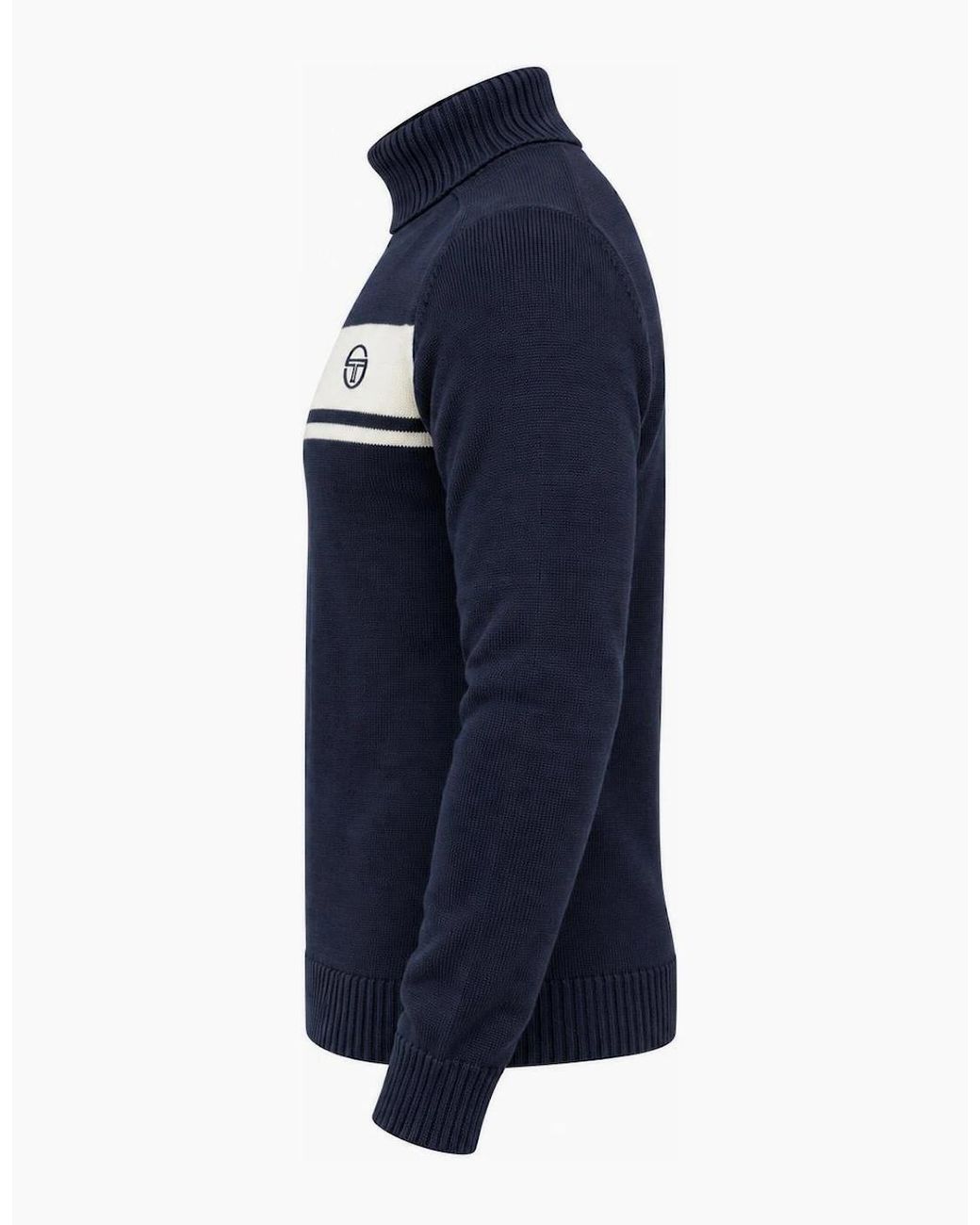 Sergio Tacchini Blue Damarindo Knitted Turtle Neck Jumper Gardenia/Maritime for men