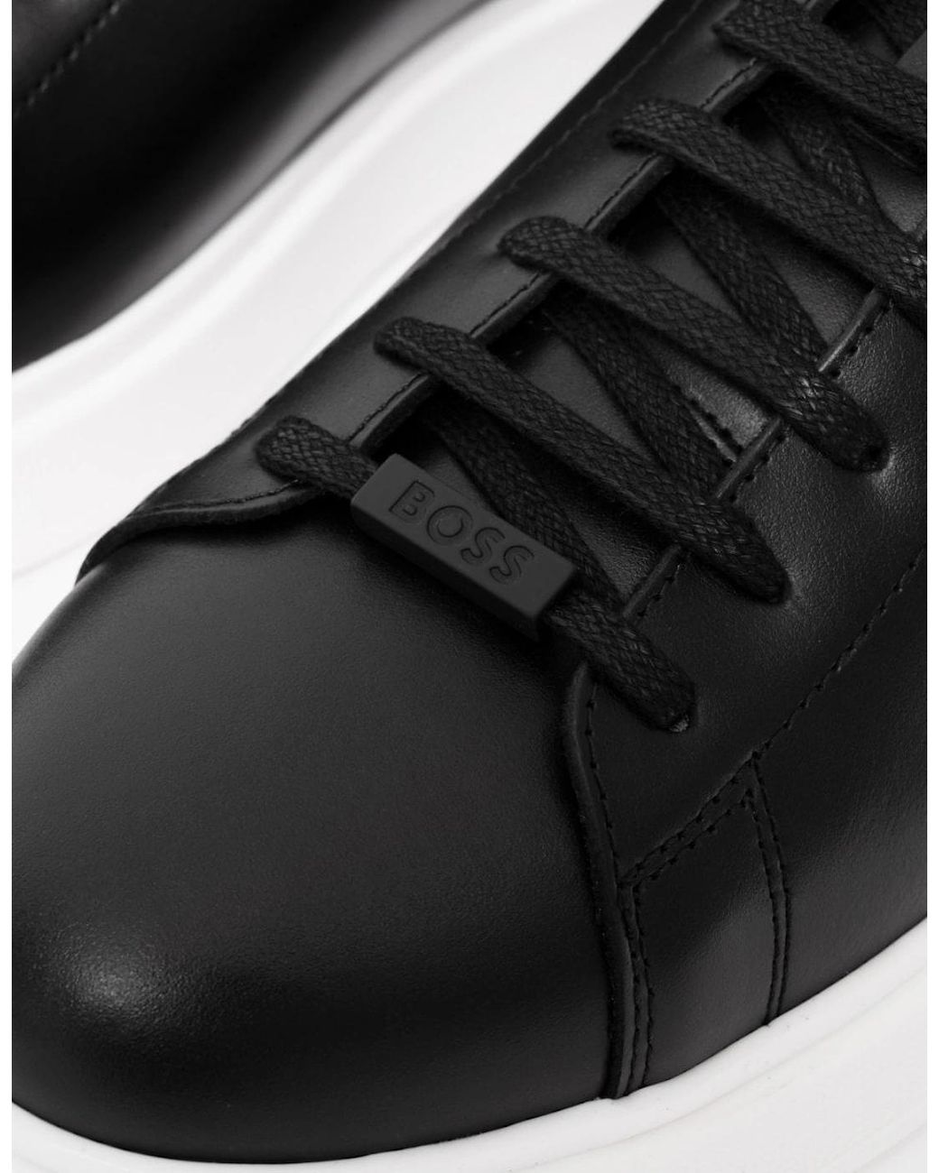Boss Black Boss Bulton Runn Polished Leather Trainers With Rubber Outsole for men