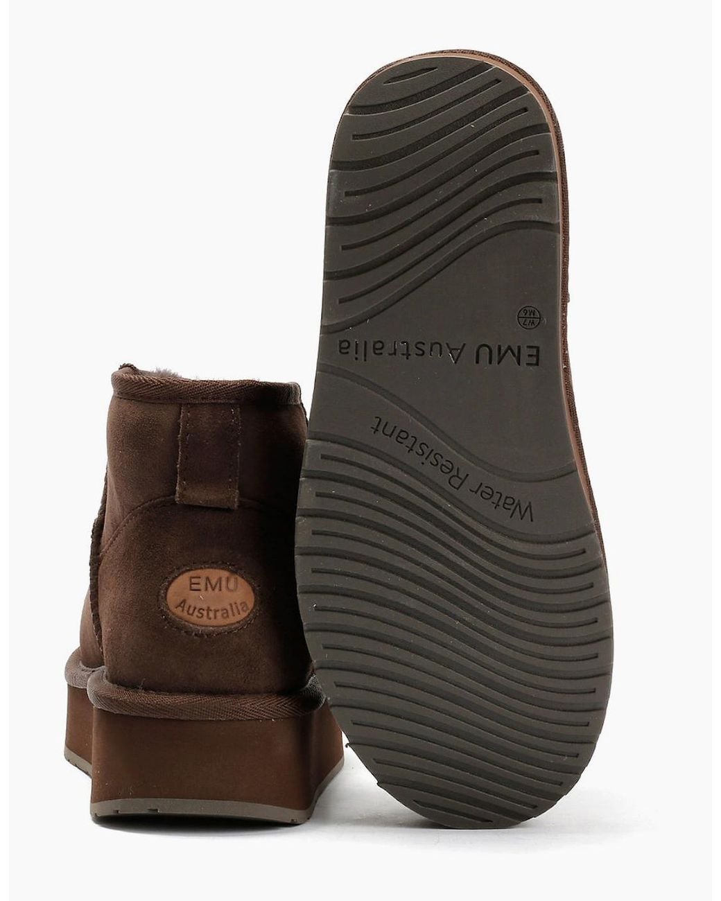 EMU Brown Australia Stinger Micro Flatform 2.0 Sheepskin Chocolate Boots