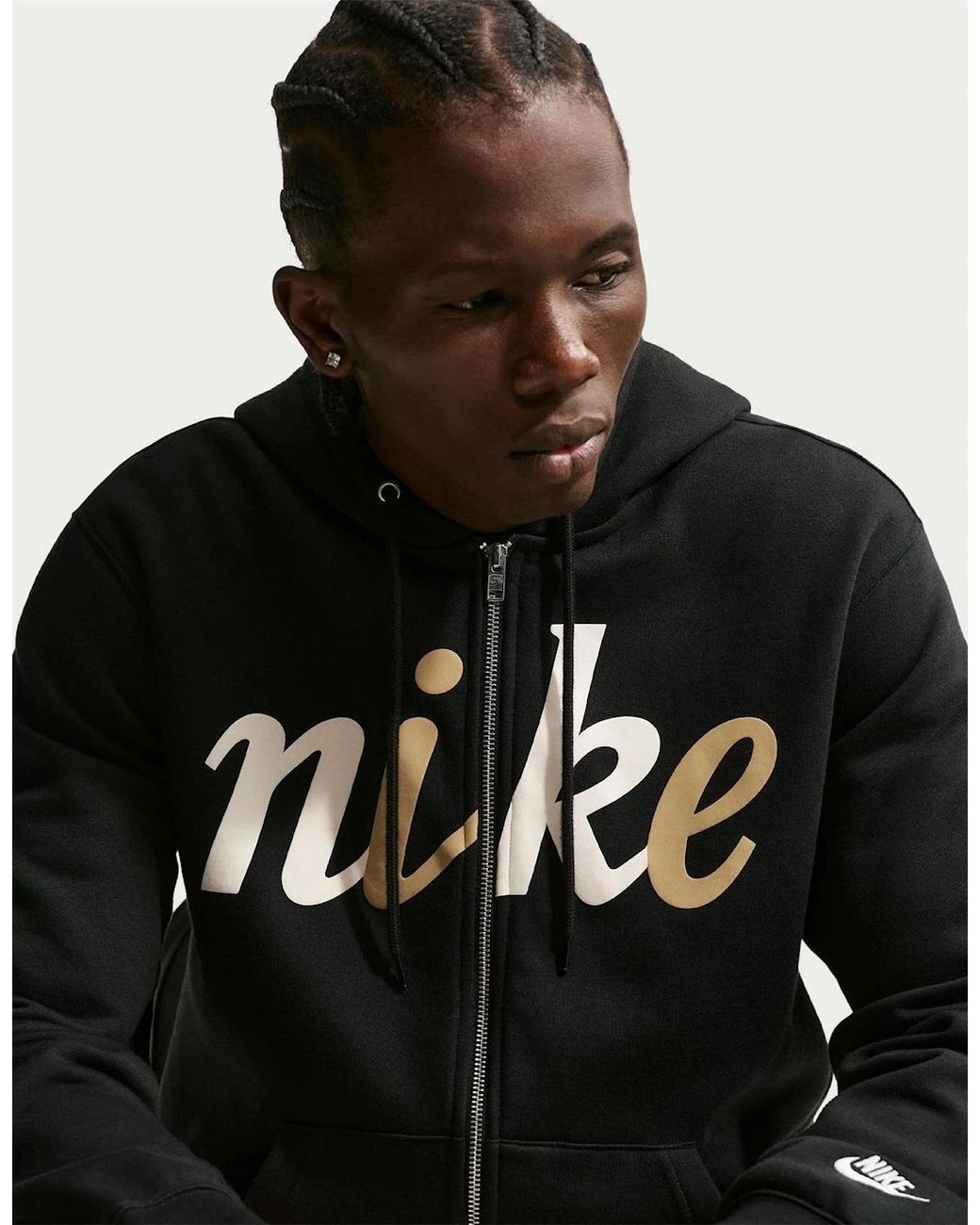 Nike Black Sportswear Club Fleece Full-Zip Hoodie for men