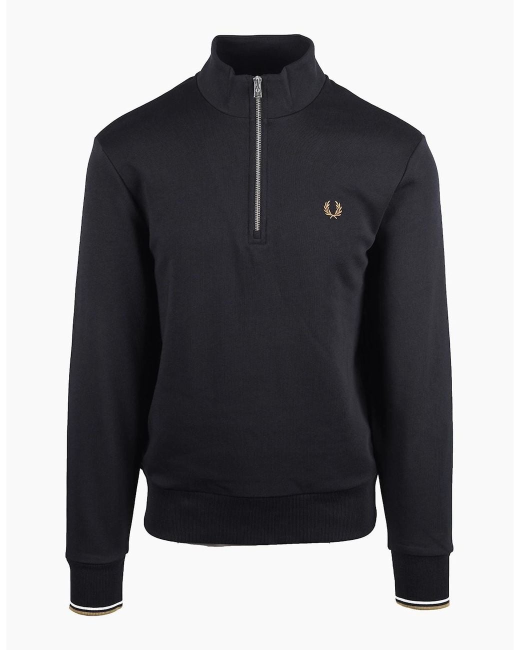 Fred Perry Blue Half Zip Sweatshirt/ Snow/ Bronze for men