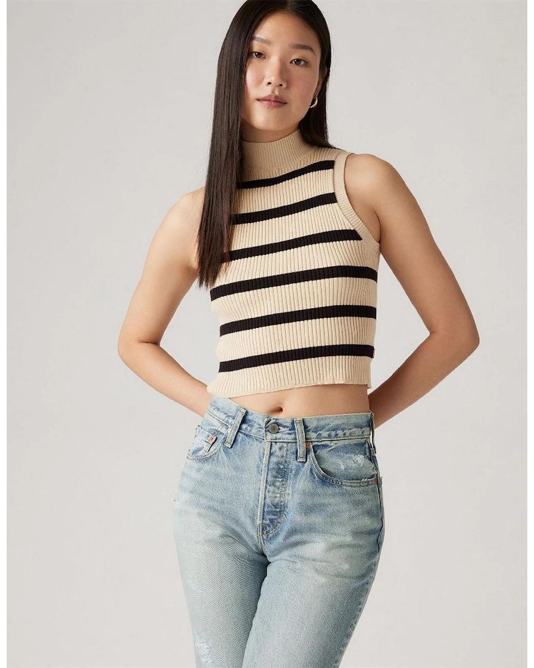 Levi's Natural Levi's Tulip Mock Neck Sleeveless Box Tank