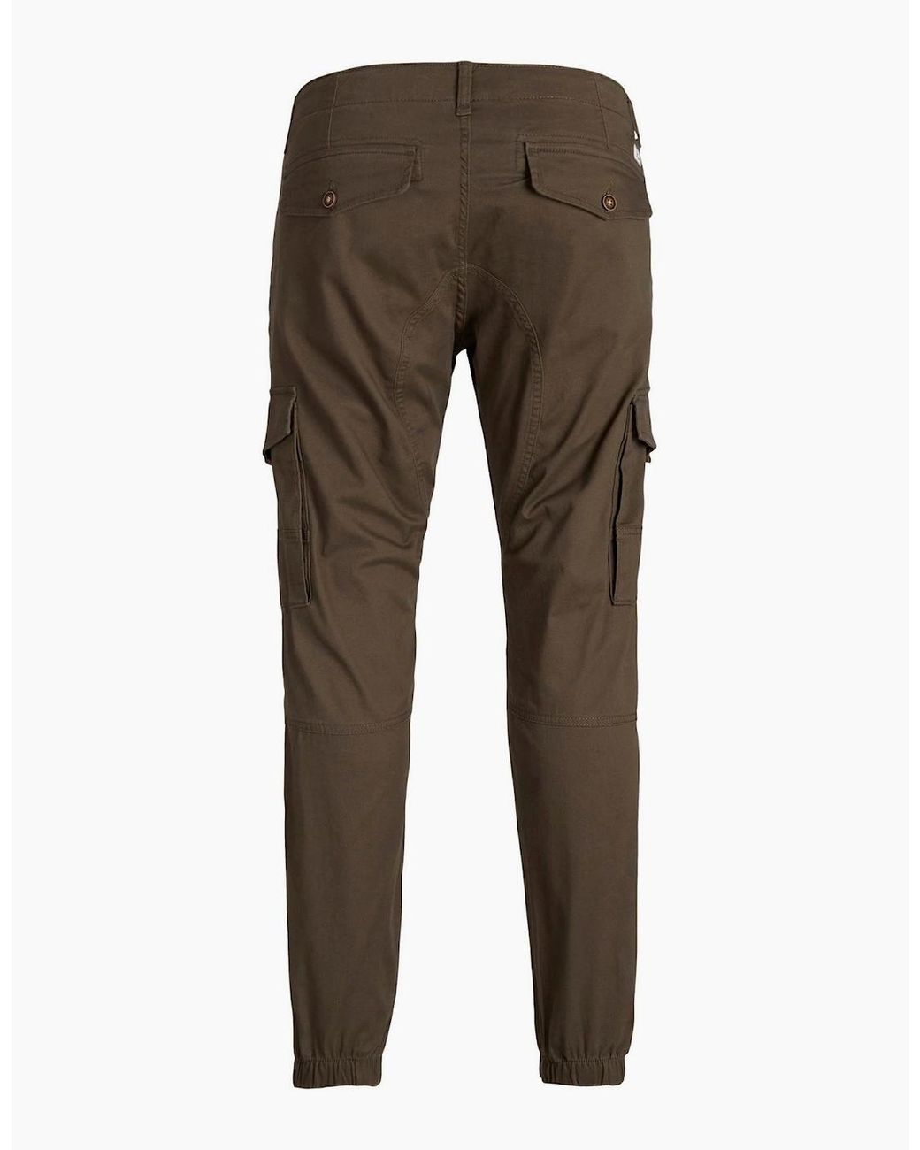 Jack & Jones Gray Paul Cargo Ribbed Hem Straight Leg Pants for men