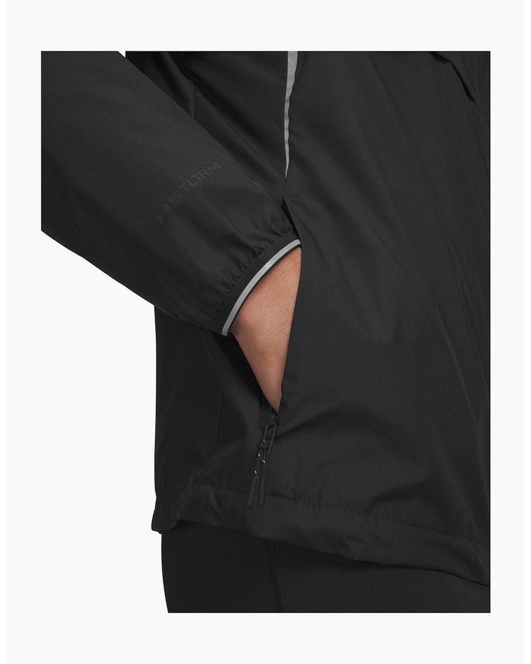 Under Armour Black Velociti Pro Hooded Solid Patterned Windbreaker With Zipped Pocket for men