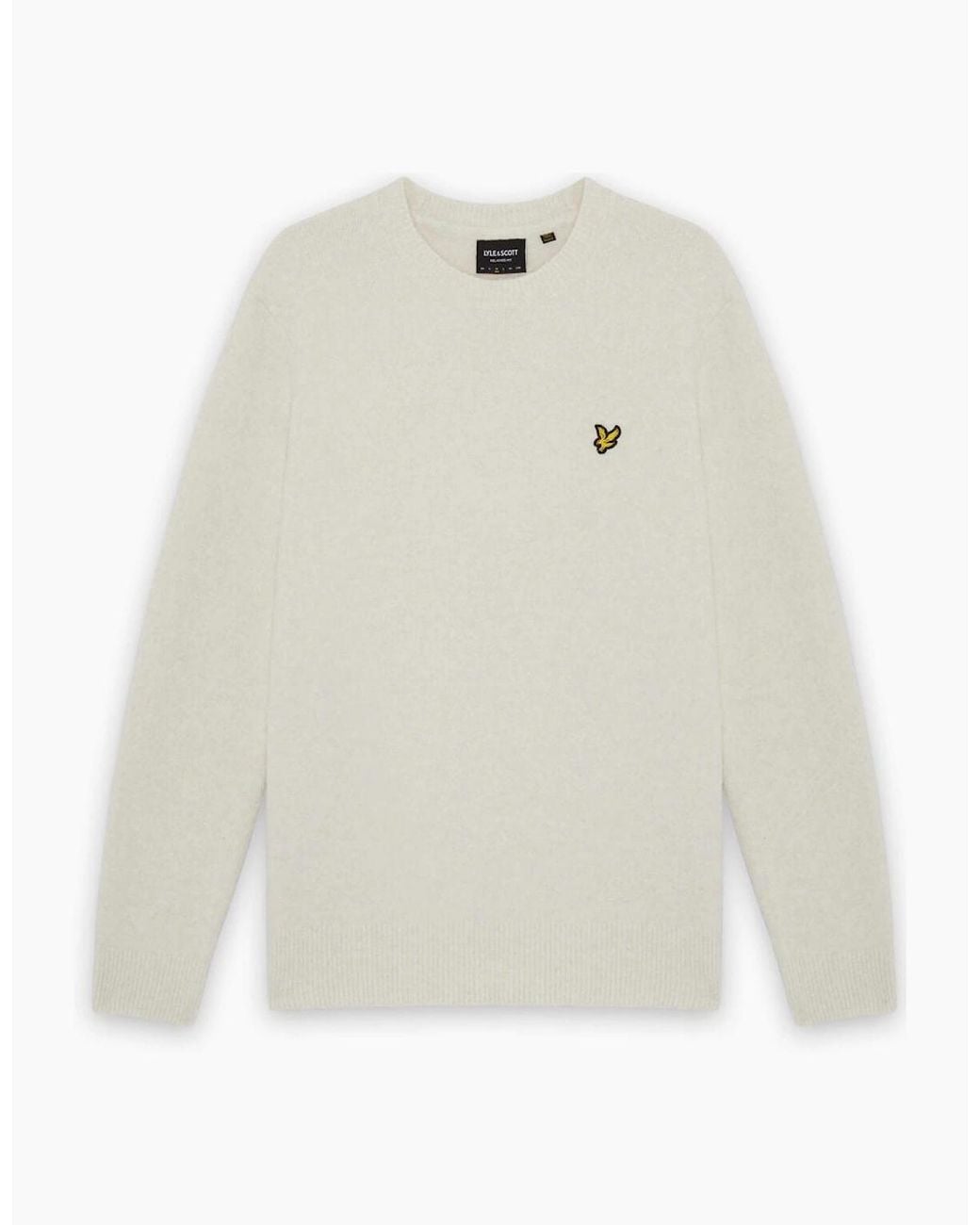 Lyle & Scott White Lyle & Scott Big & Tall Brushed Crew Neck Jumper for men