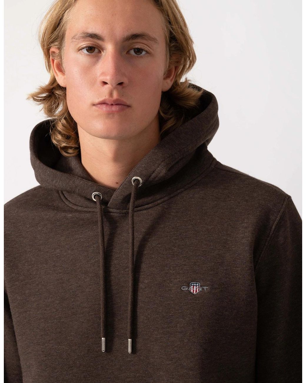 Gant Gray Regular Fit Shield Logo Pullover Hoodie for men