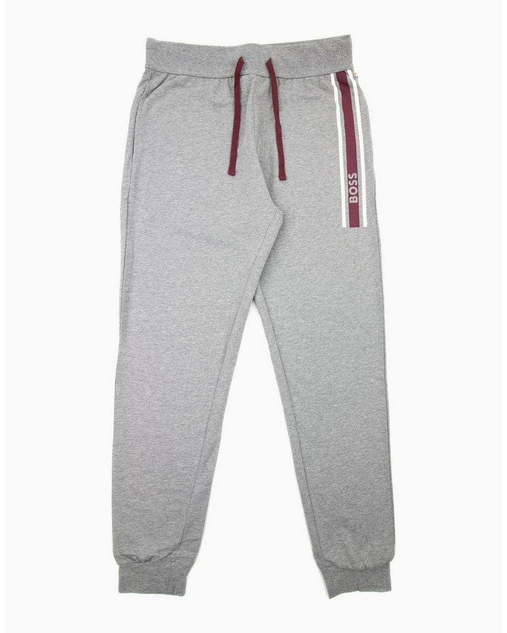 Boss Gray Authentic Side Stripe Logo Pants 033 for men