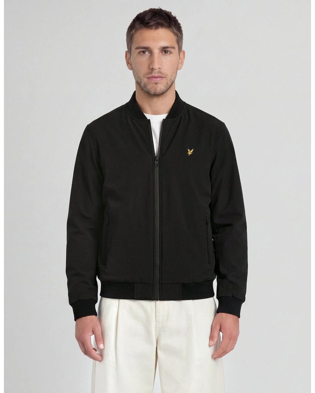 Lyle & Scott Black Nylon Padded Bomber Jacket for men