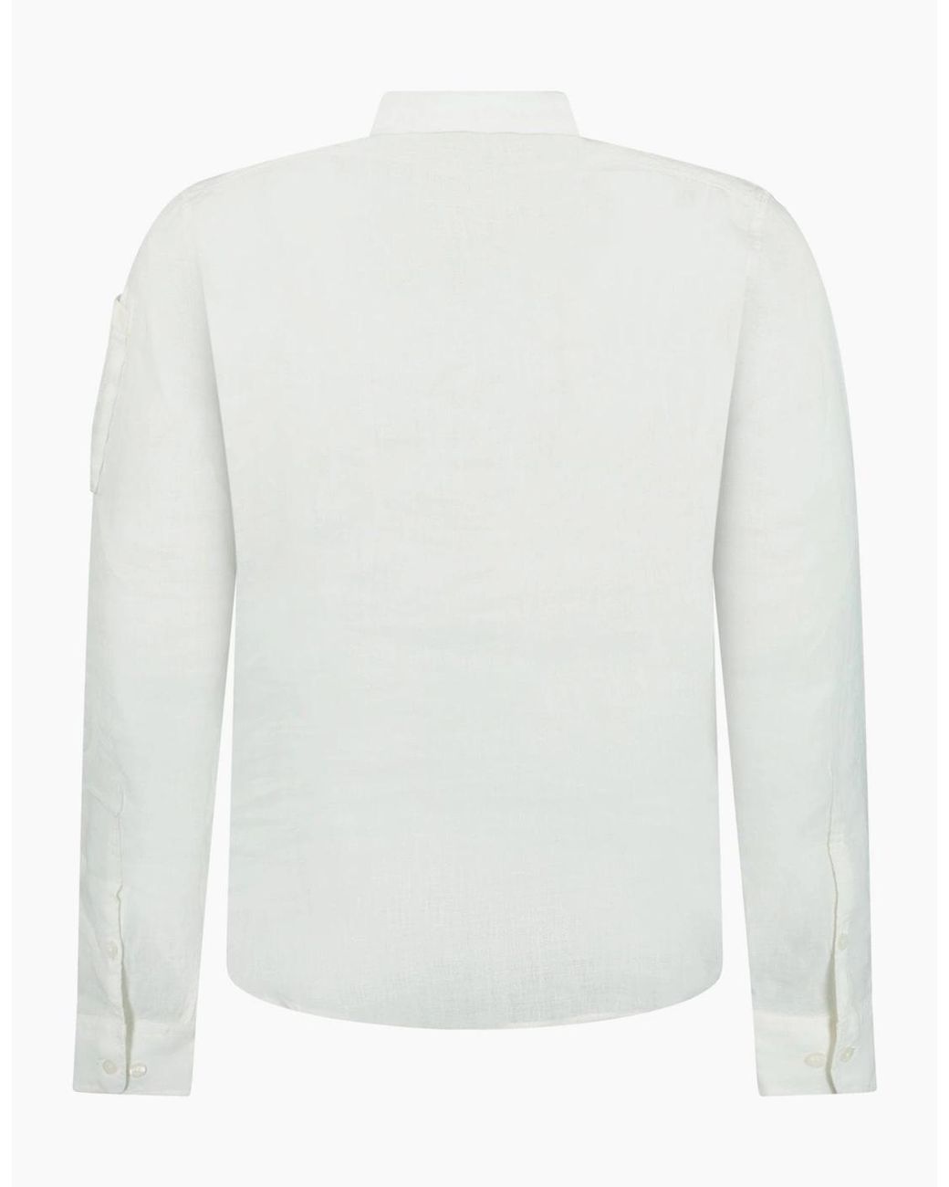 C P Company White Linen Lens Safari Shirt for men