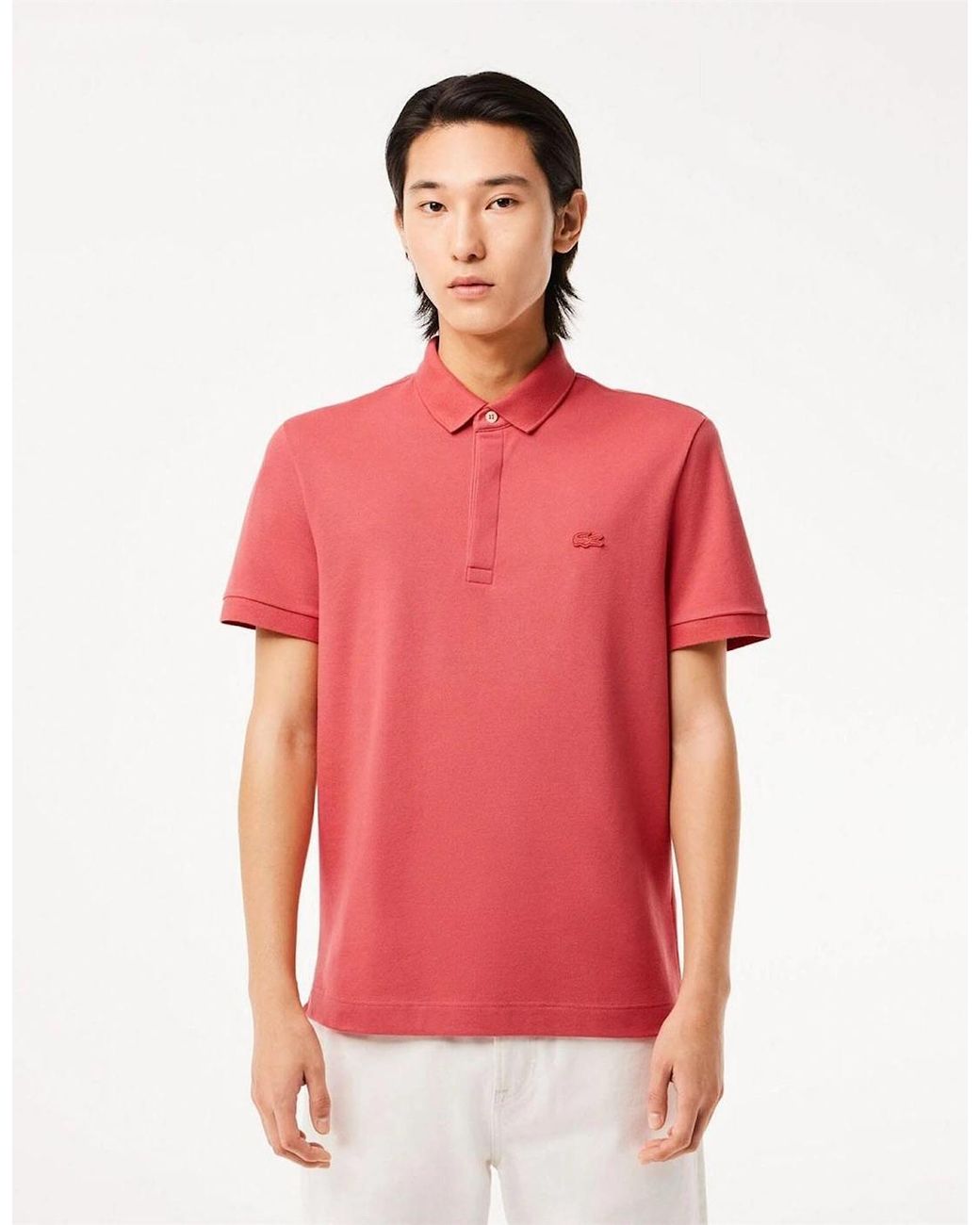 Lacoste Red Regular Fit Paris Stretch Piqué Polo Shirt for men