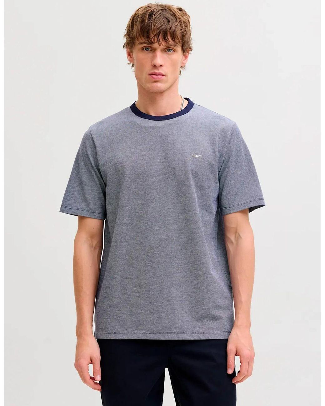 Jack & Jones Blue Jprblualvs Ss Tee Ln Maritime Melange for men