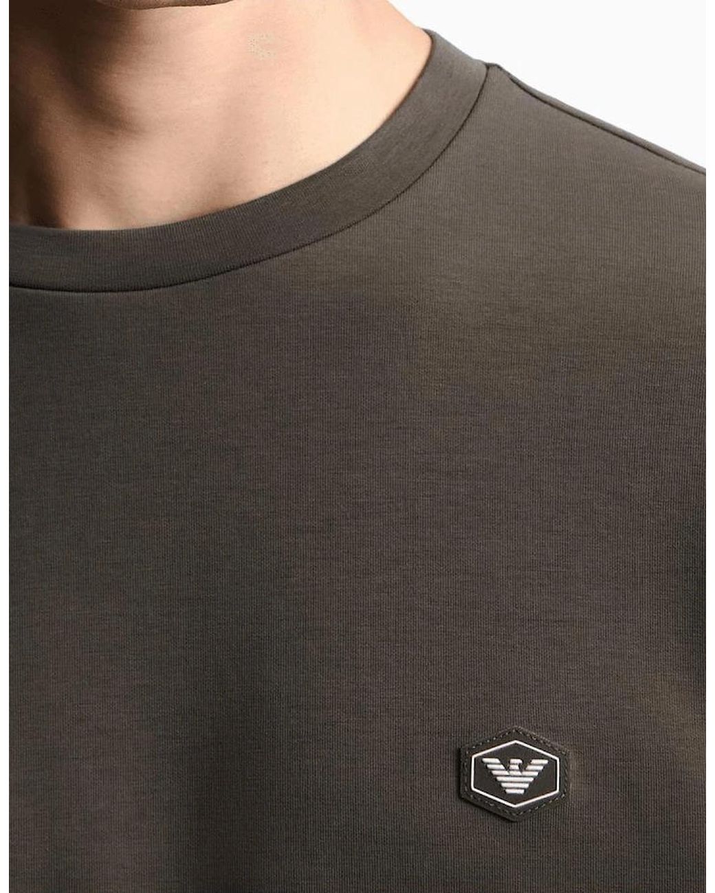Emporio Armani Gray Double-Jersey Sweatshirt With Micro Logo Patch for men