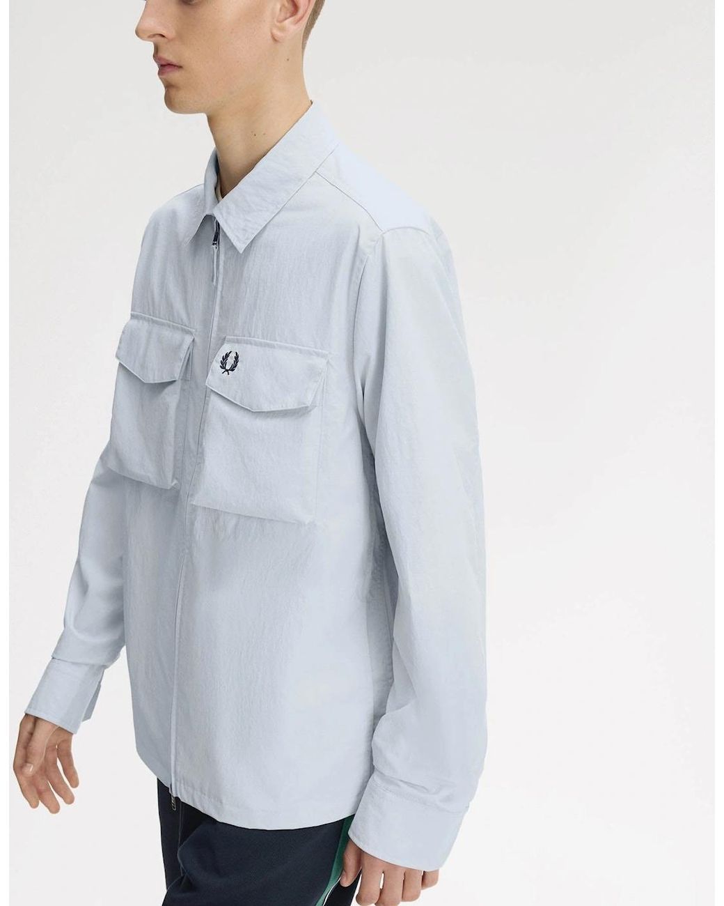 Fred Perry Gray Ripstop Pocket Overshirt for men