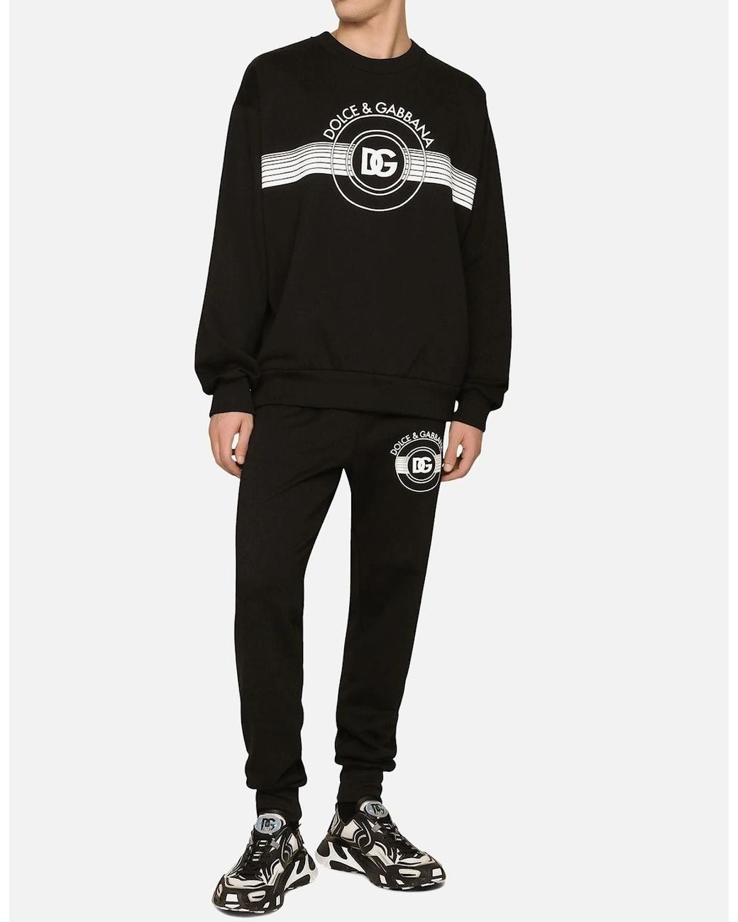 Dolce & Gabbana Black Jersey Dg Logo Print Sweatshirt for men