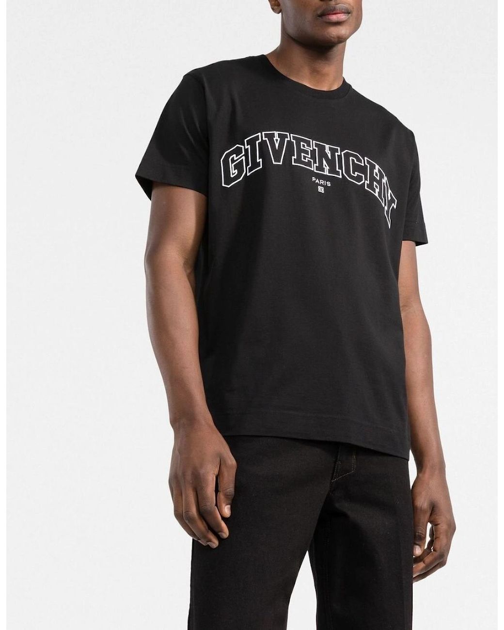 Givenchy Black College Logo-Embroidered T-Shirt for men