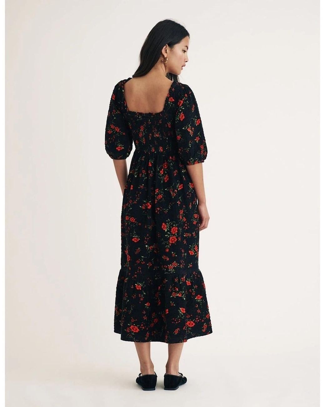 Nobody's Child Black Elsa Square Neck Midi Dress