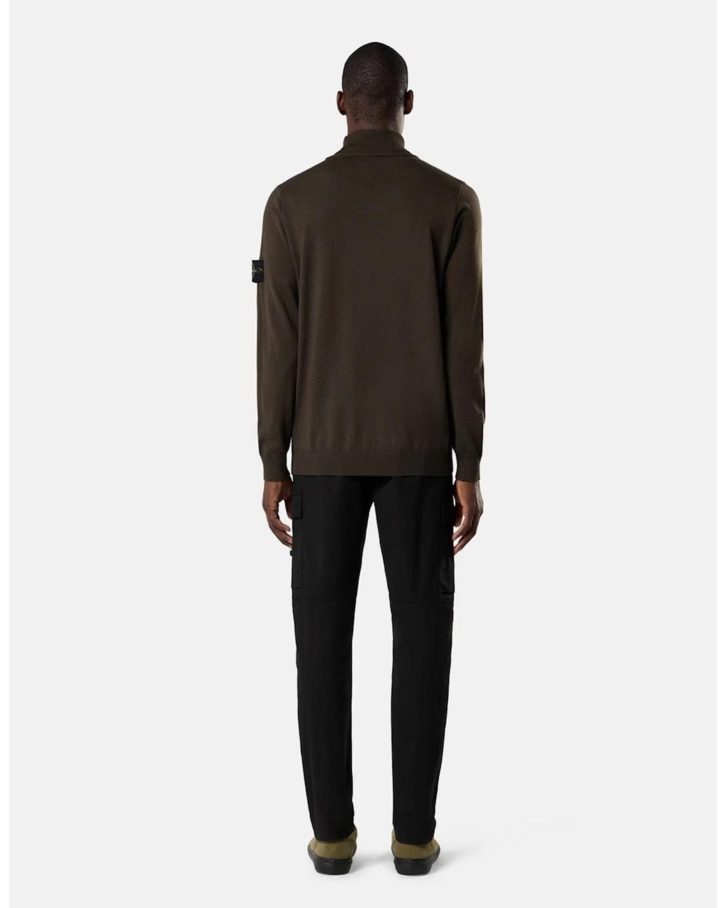 Stone Island Brown Wool 5100025 T-Neck Sweater for men