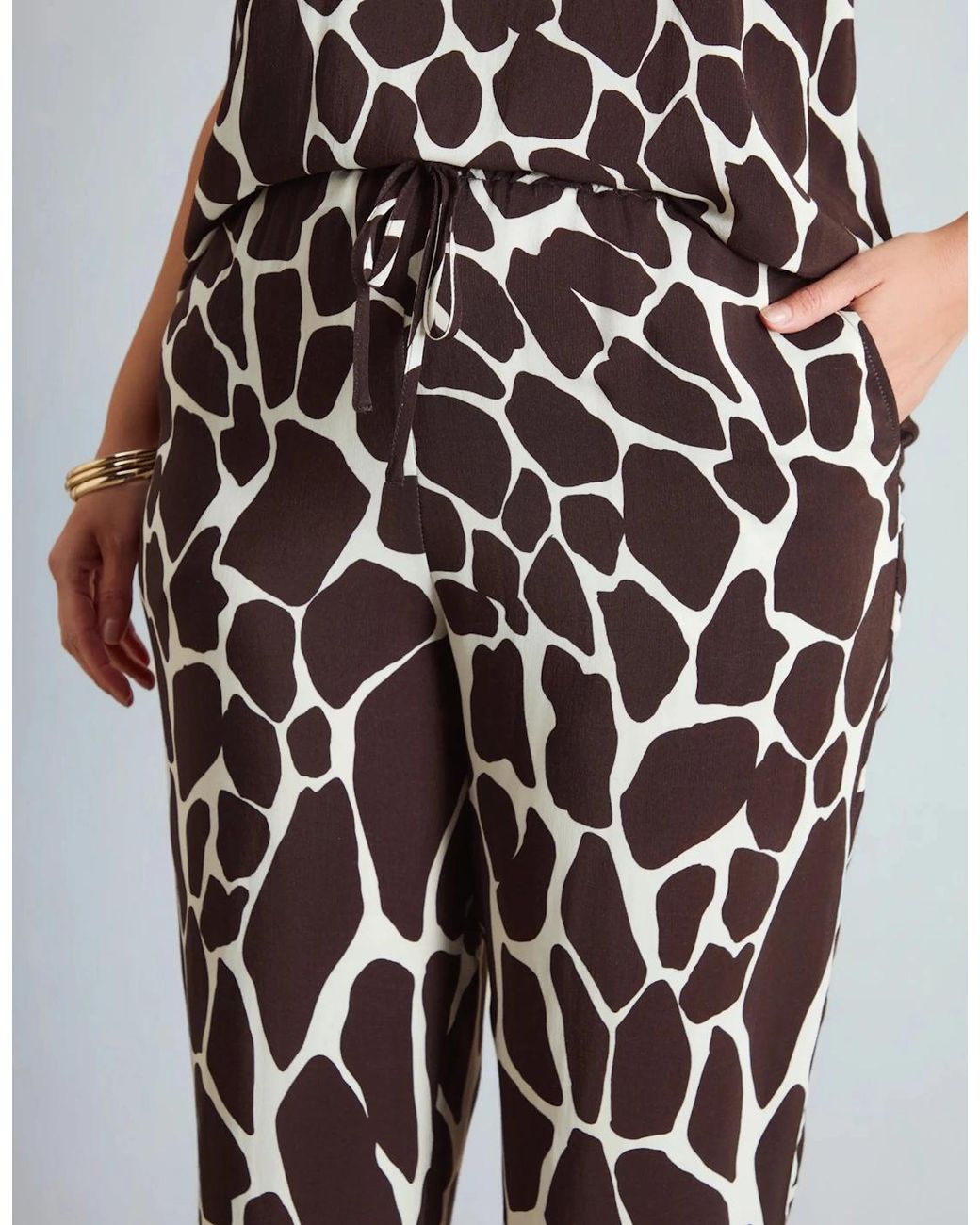 Live Unlimited London White Animal Print Wide Leg Trousers
