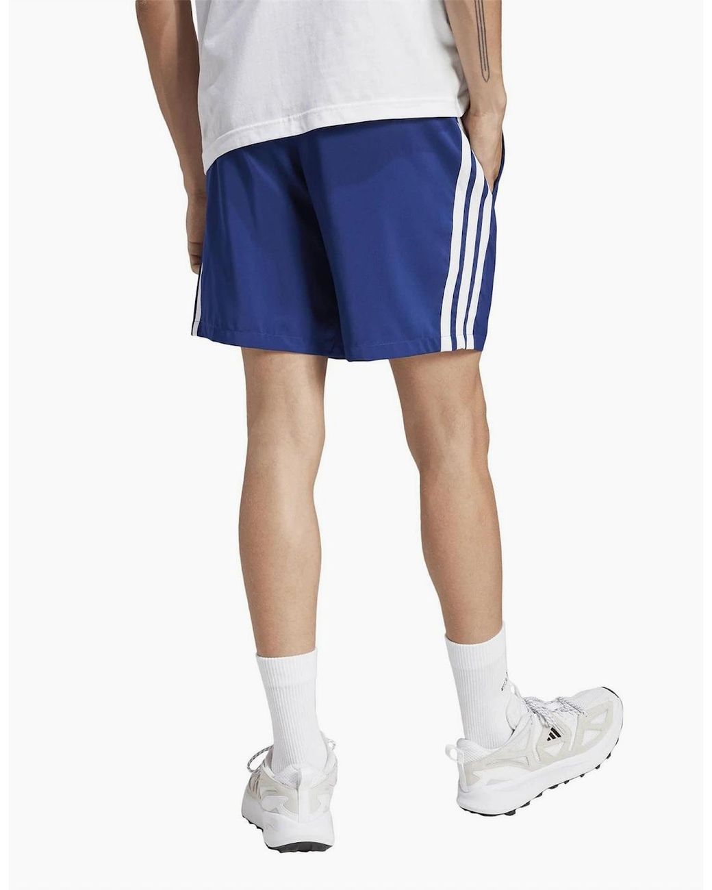 Adidas Blue Essentials 3 Stripes Shorts for men