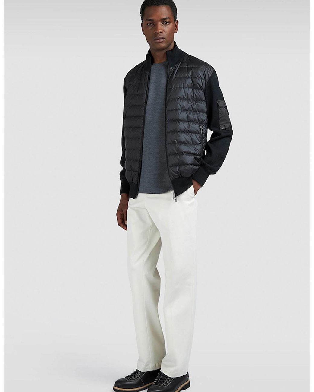 Paul & Shark Black Ultralight Hybrid Zip-Up Sweater for men