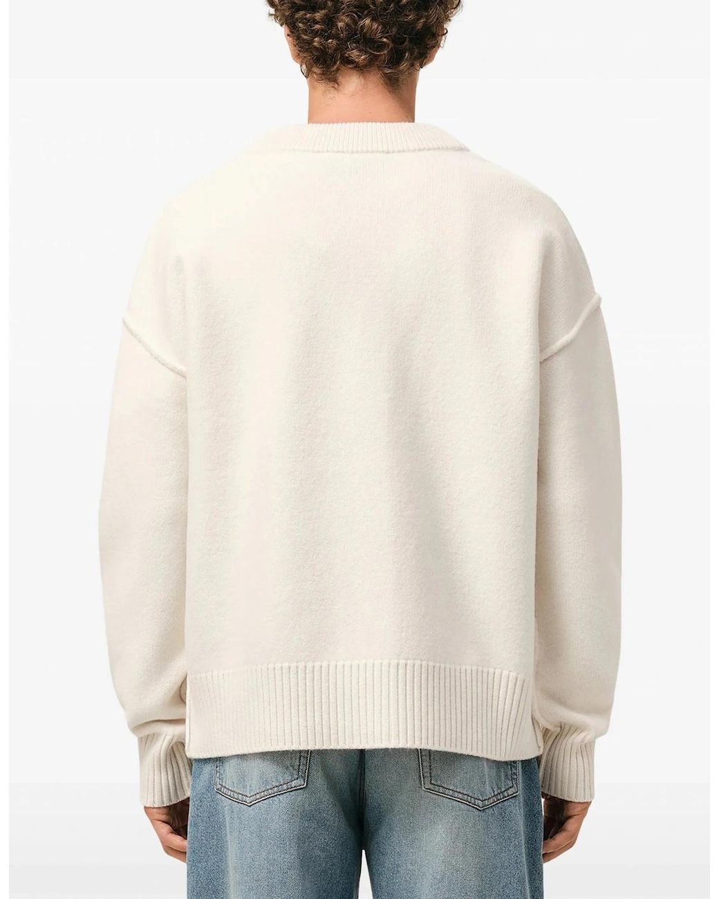AMI White Contrasted Ami De Coeur Cardigan for men