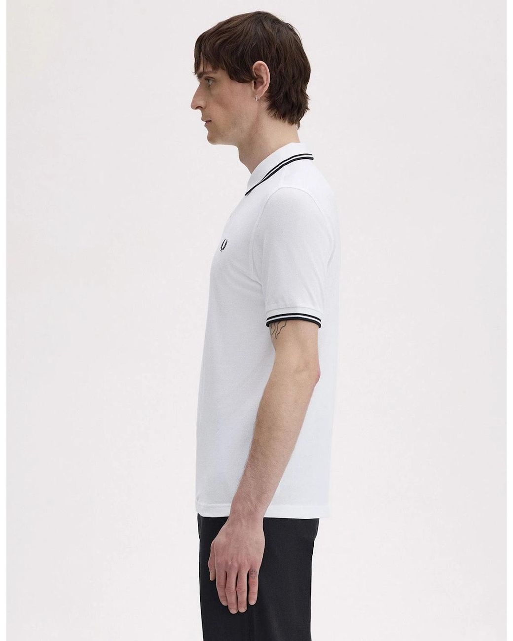 Fred Perry White Twin Tipped Polo Shirt for men