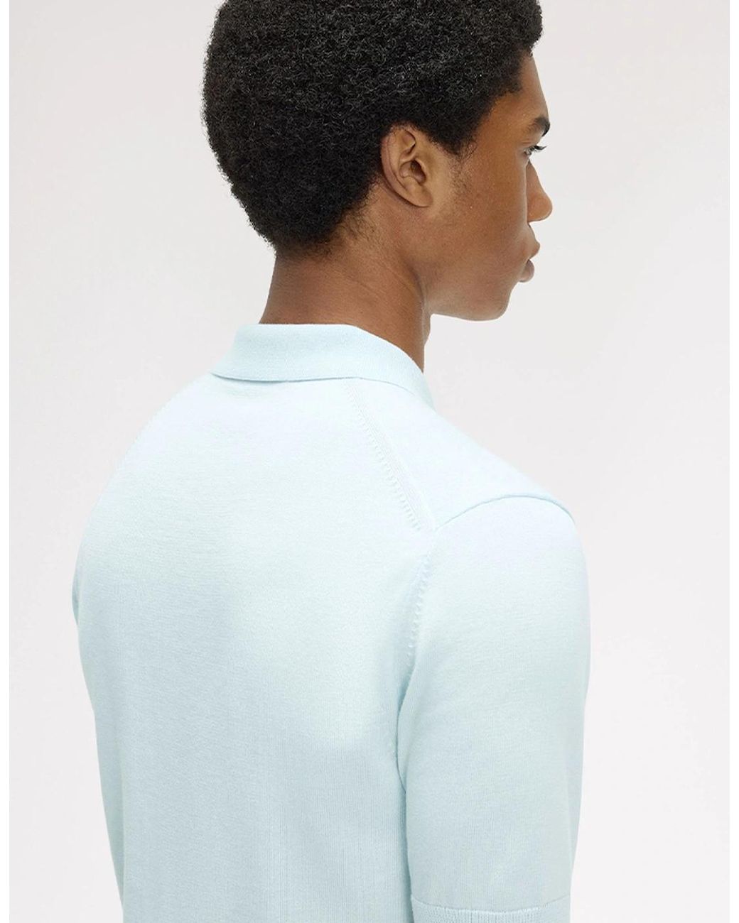 Fred Perry Blue Long Staple Cotton Knitted Shirt