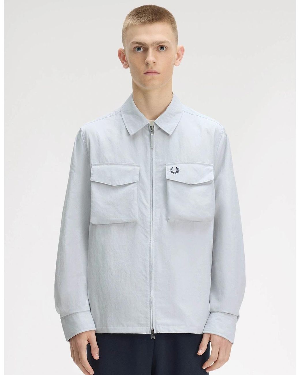Fred Perry Gray Ripstop Pocket Overshirt for men