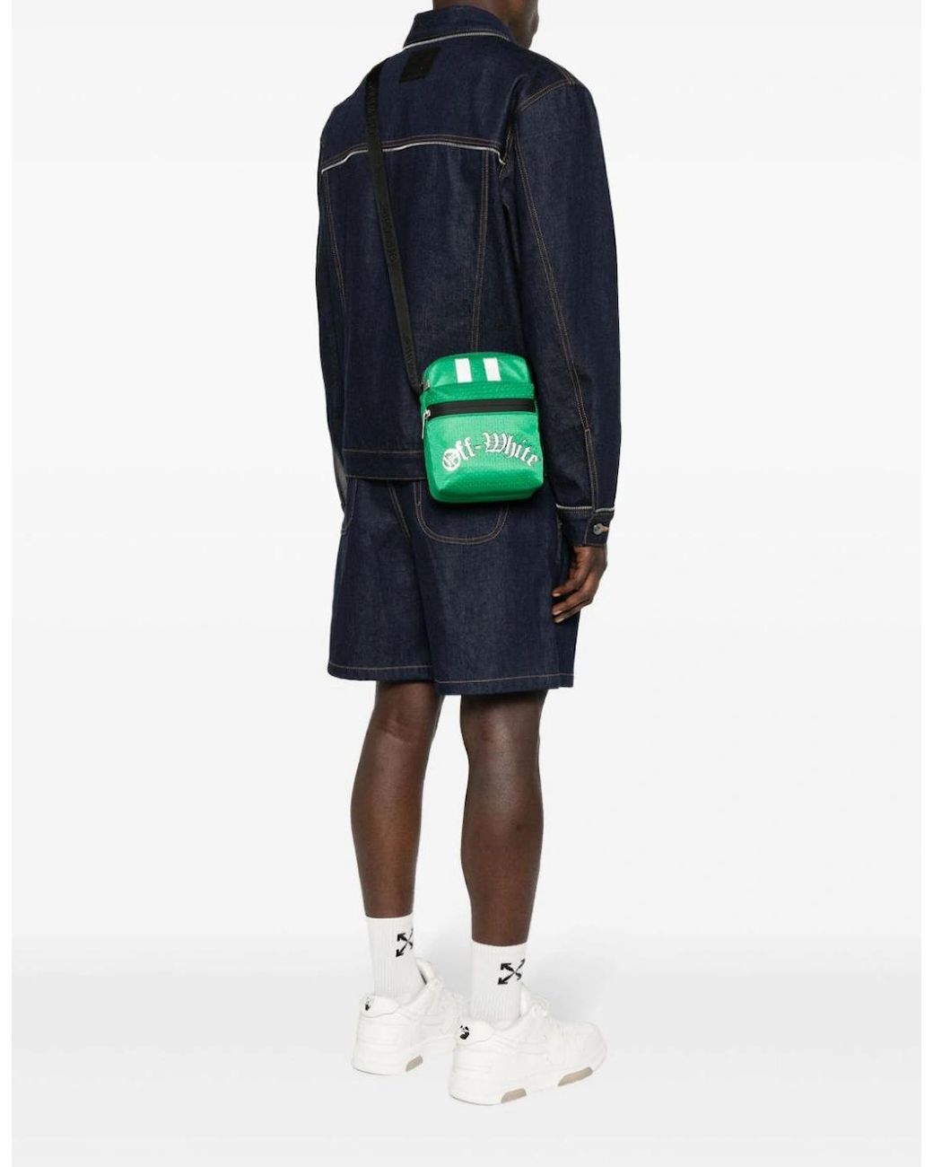 Off-White c/o Virgil Abloh Green Outdoor Crossbody Mesh Bag for men