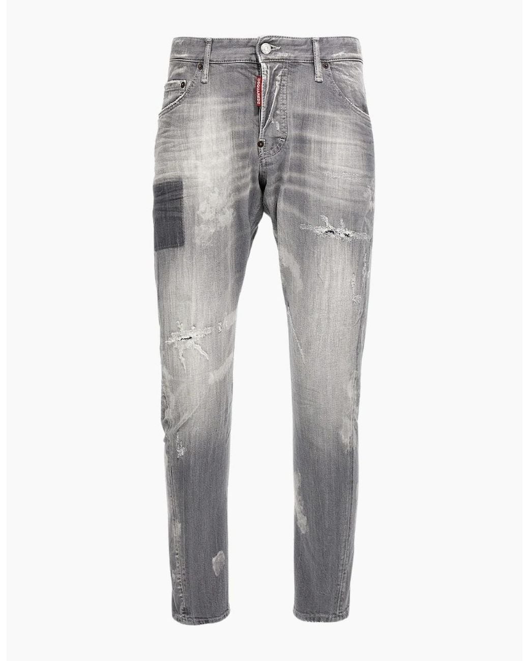 DSquared² Gray Sexy Twist Jeans Worn Faded Style Jeans for men