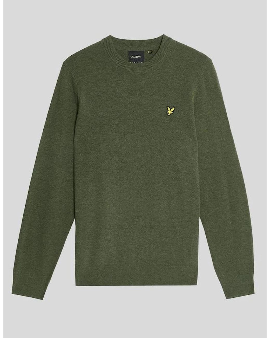 Lyle & Scott Green Lambswool Blend Crew Neck Jumper for men