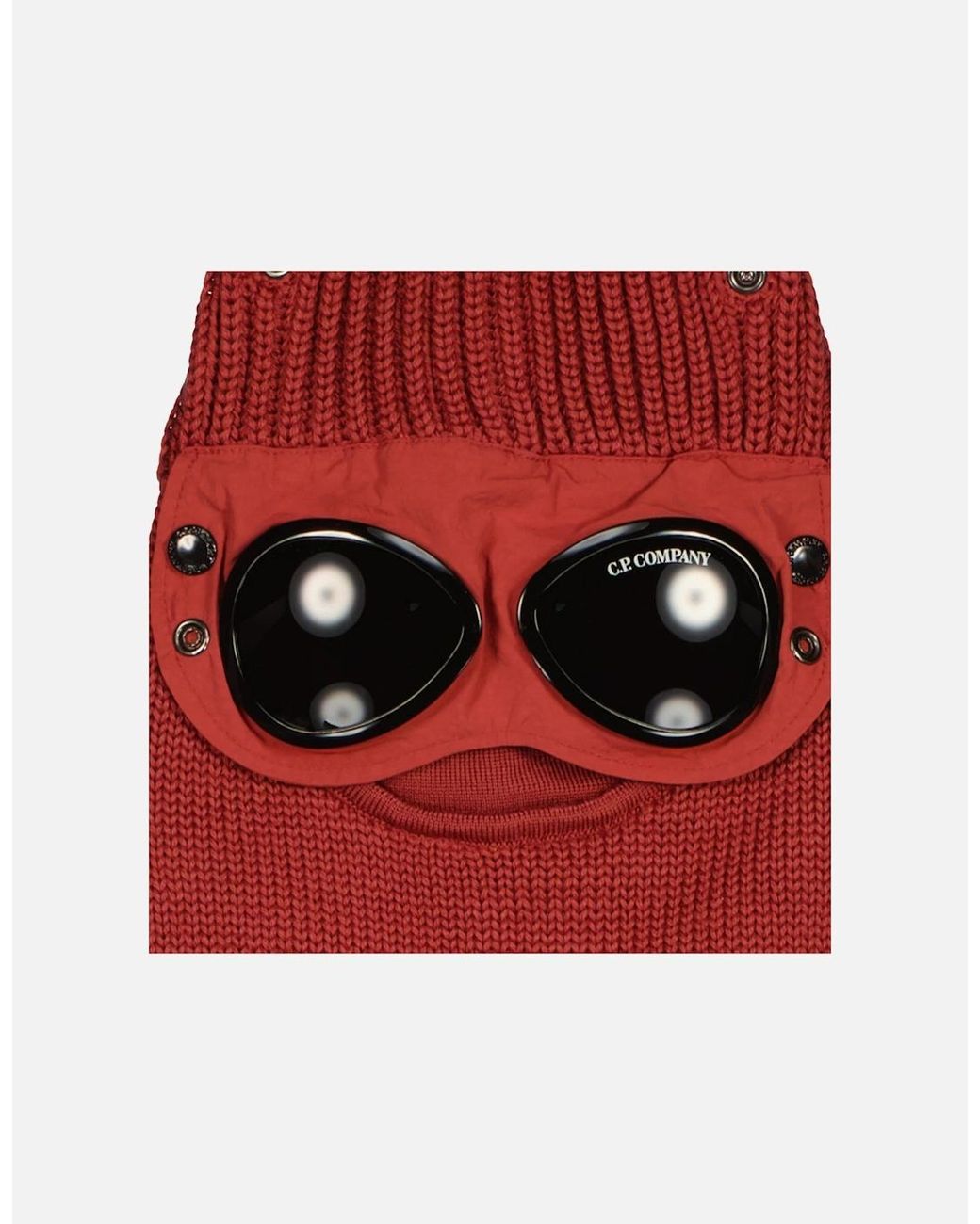 C P Company Red Knitted Goggle Ski Mask for men
