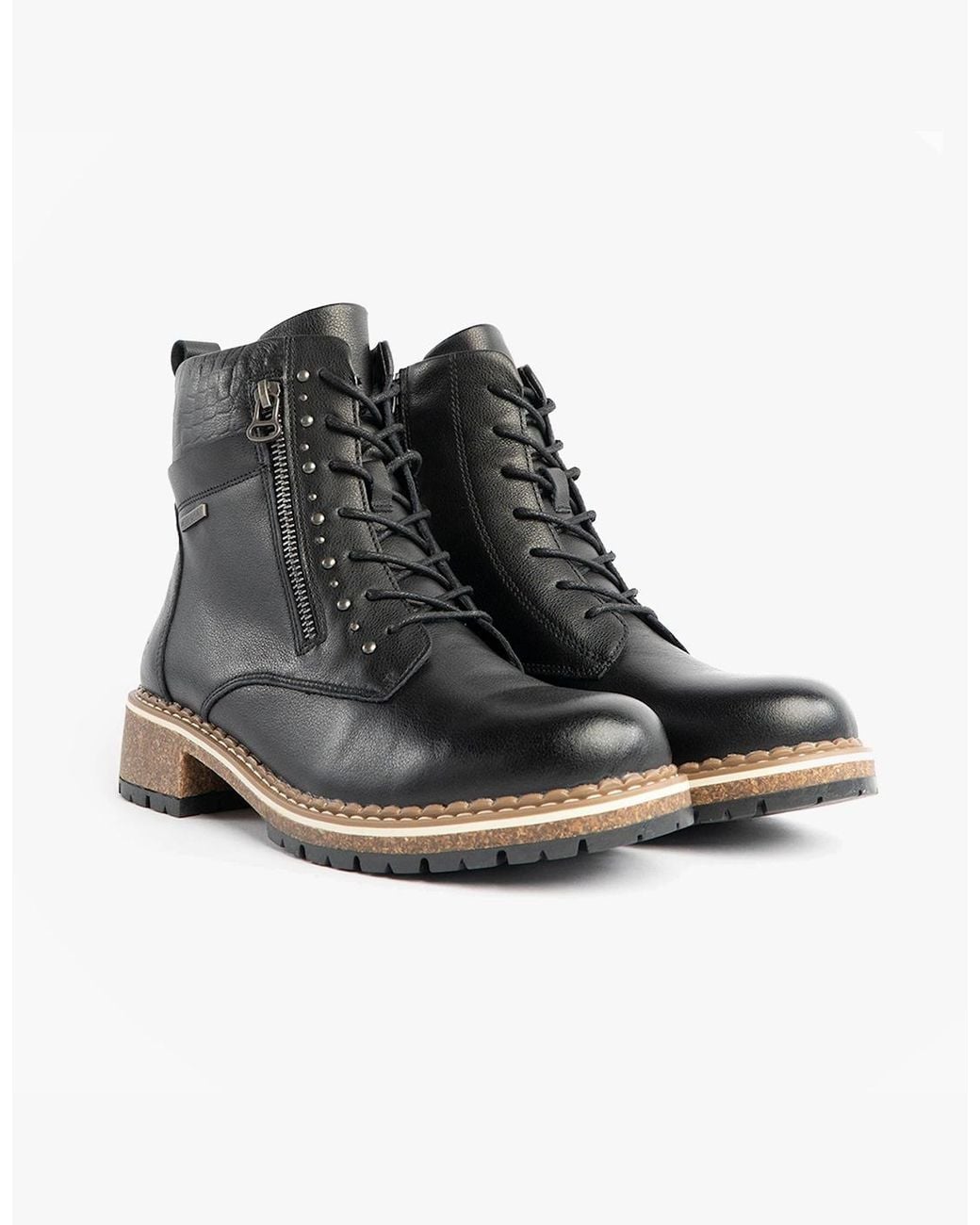 Josef Seibel Black Waylynn 10 Lace Up Ankle Boots