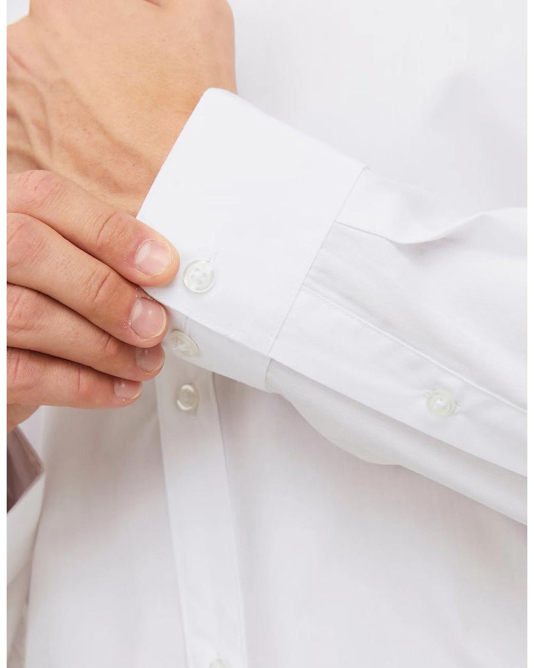Jack & Jones White Jje Joe Slim Fit Long Sleeve Shirt for men