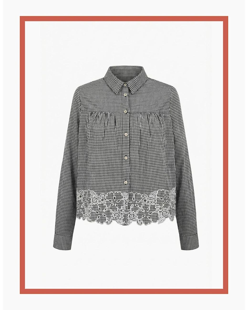 Nooki Design Gray Koren Embroidered Blouse