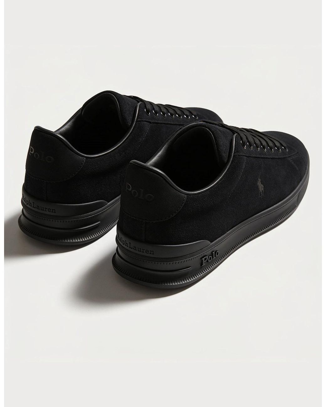 Polo Ralph Lauren Black Heritage Court Ii Suede Trainers for men