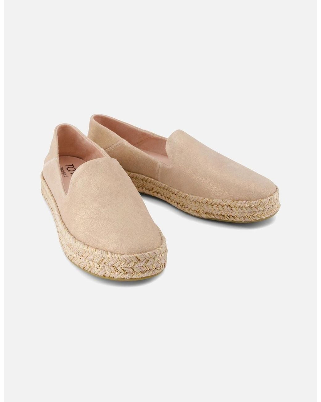 TOMS Natural Carolina Leather Pale Rose Espadrilles