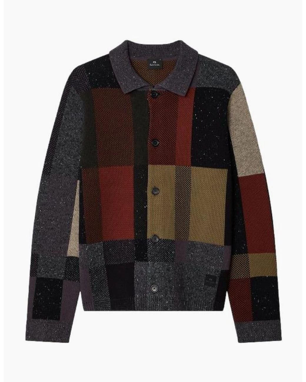 Paul Smith Black Ps Patchwork Button Through Cardigan 78 for men