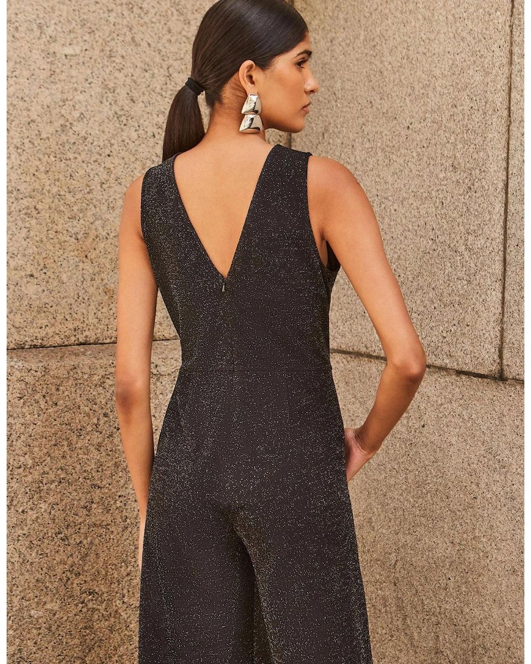 Ro&zo Natural Petite Indy Sparkle Ponte Jumpsuit