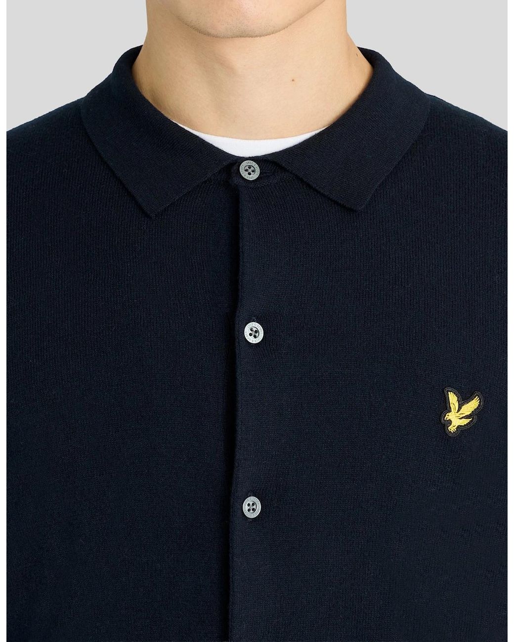 Lyle & Scott Blue Cotton Merino Knitted Shirt for men
