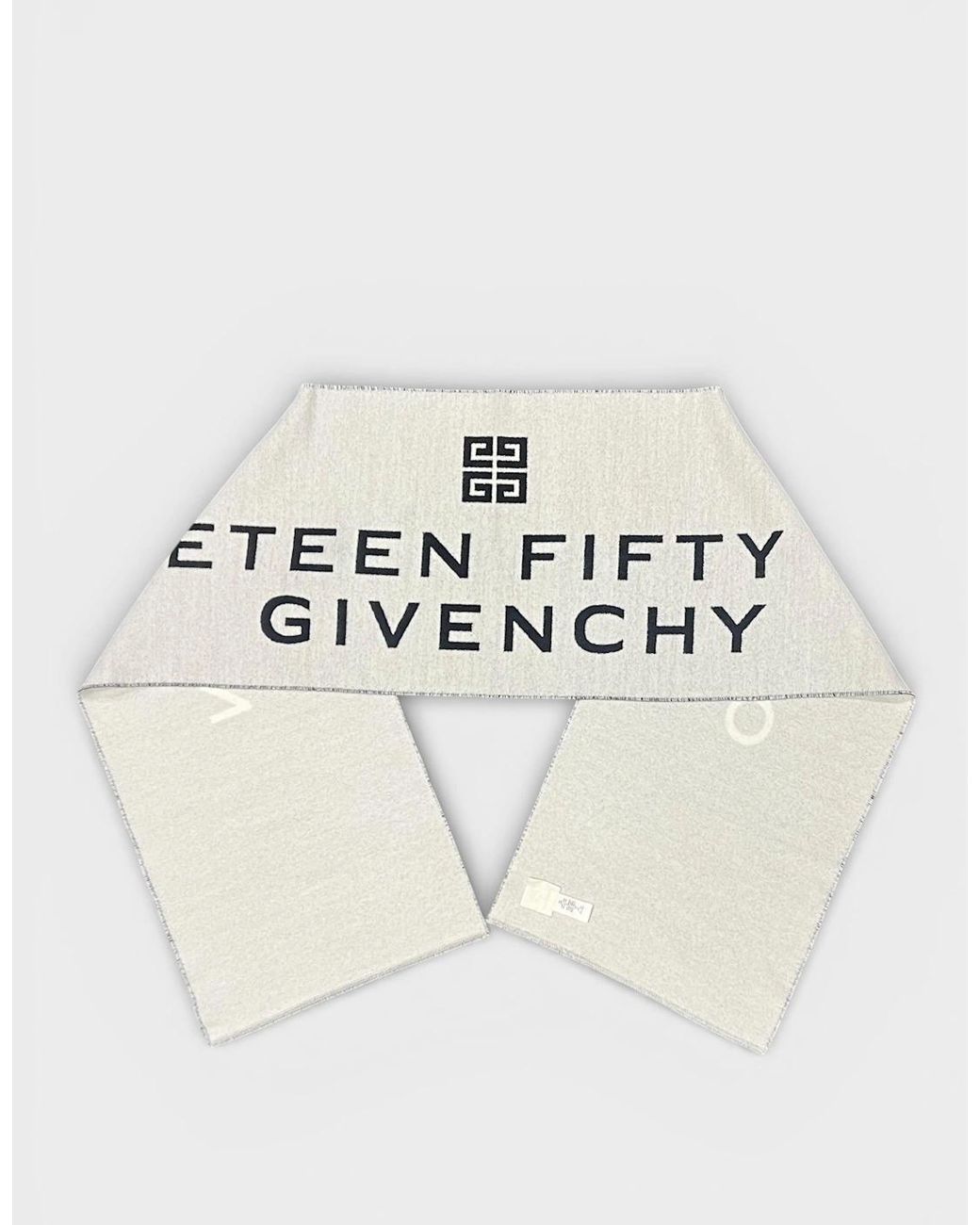 Givenchy Natural Date Logo Print Wool Scarf